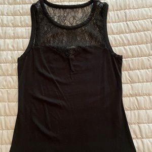 Express Black Tank Top with Lace Detail